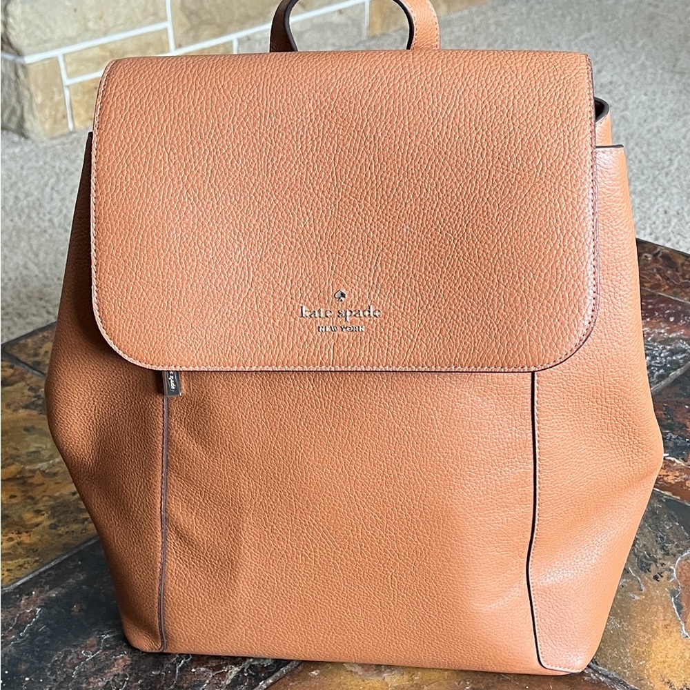 Kate Spade New Lena Caramel Gingerbread Color Large Leather Backpack